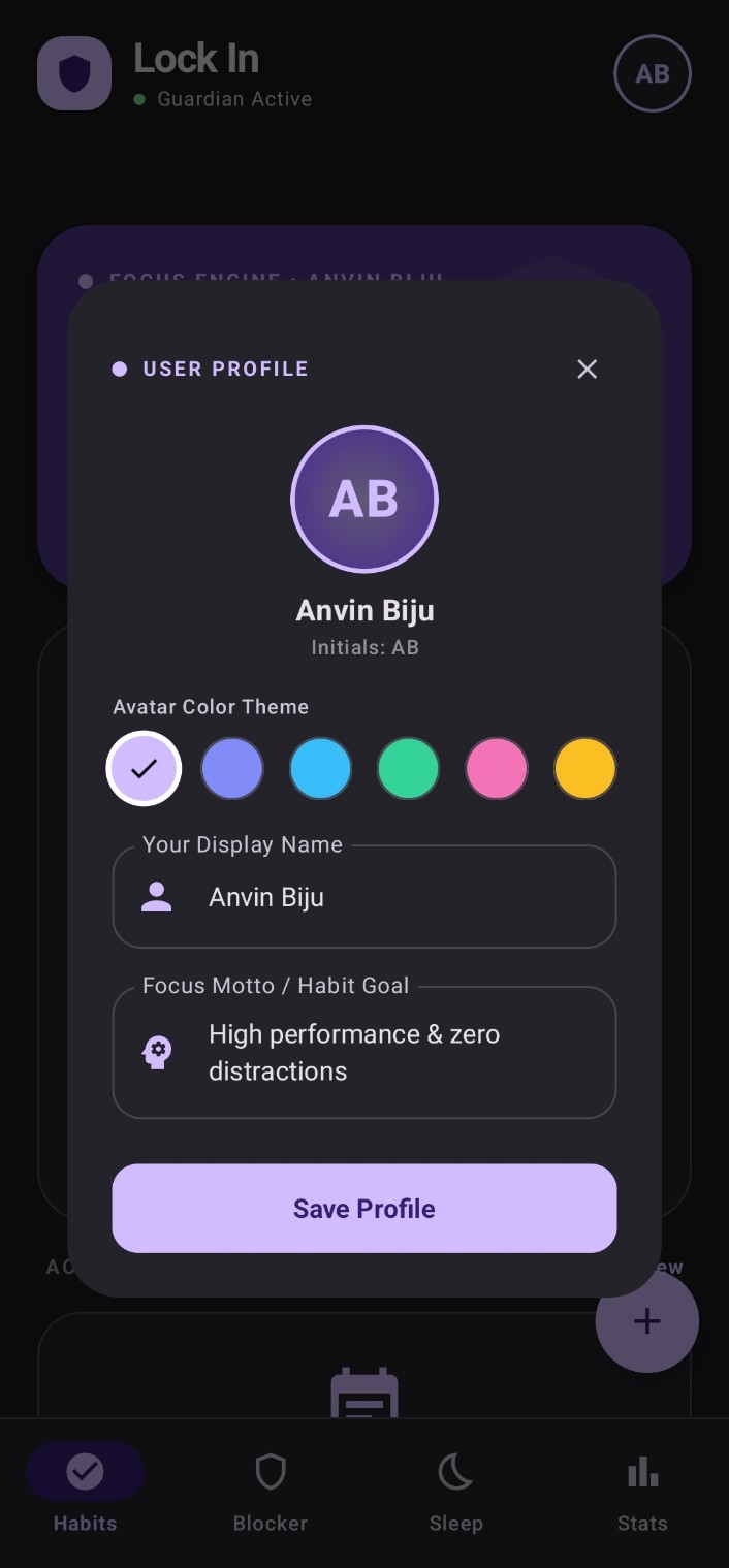 User Profile & Focus Motto